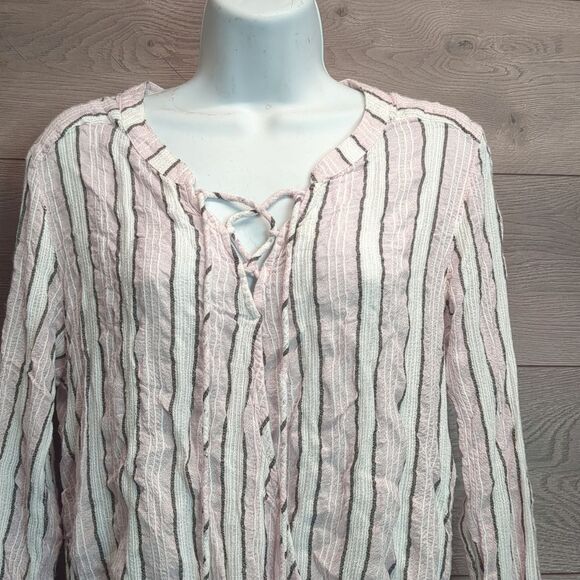 Vintage America Blues Striped Wrapped Blouse Women's Size Large - Picture 2 of 4